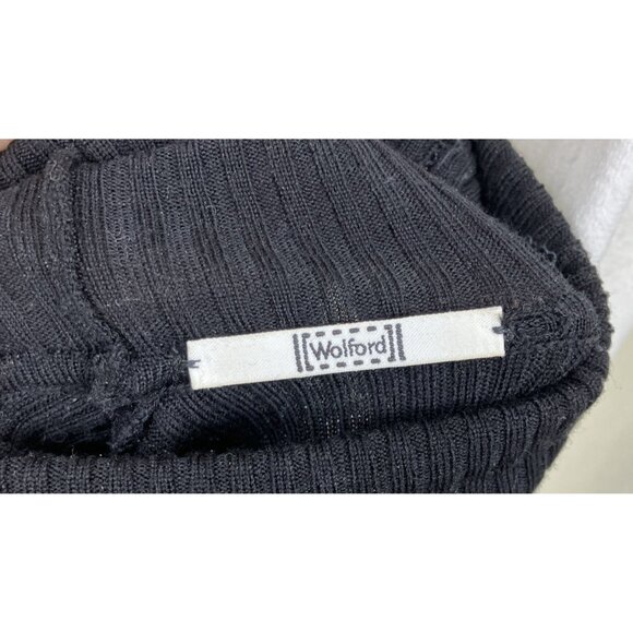 Xs WOLFORD Made In Italy Wool Black Ribbed Turtleneck Sweater Vintage - Picture 3 of 4